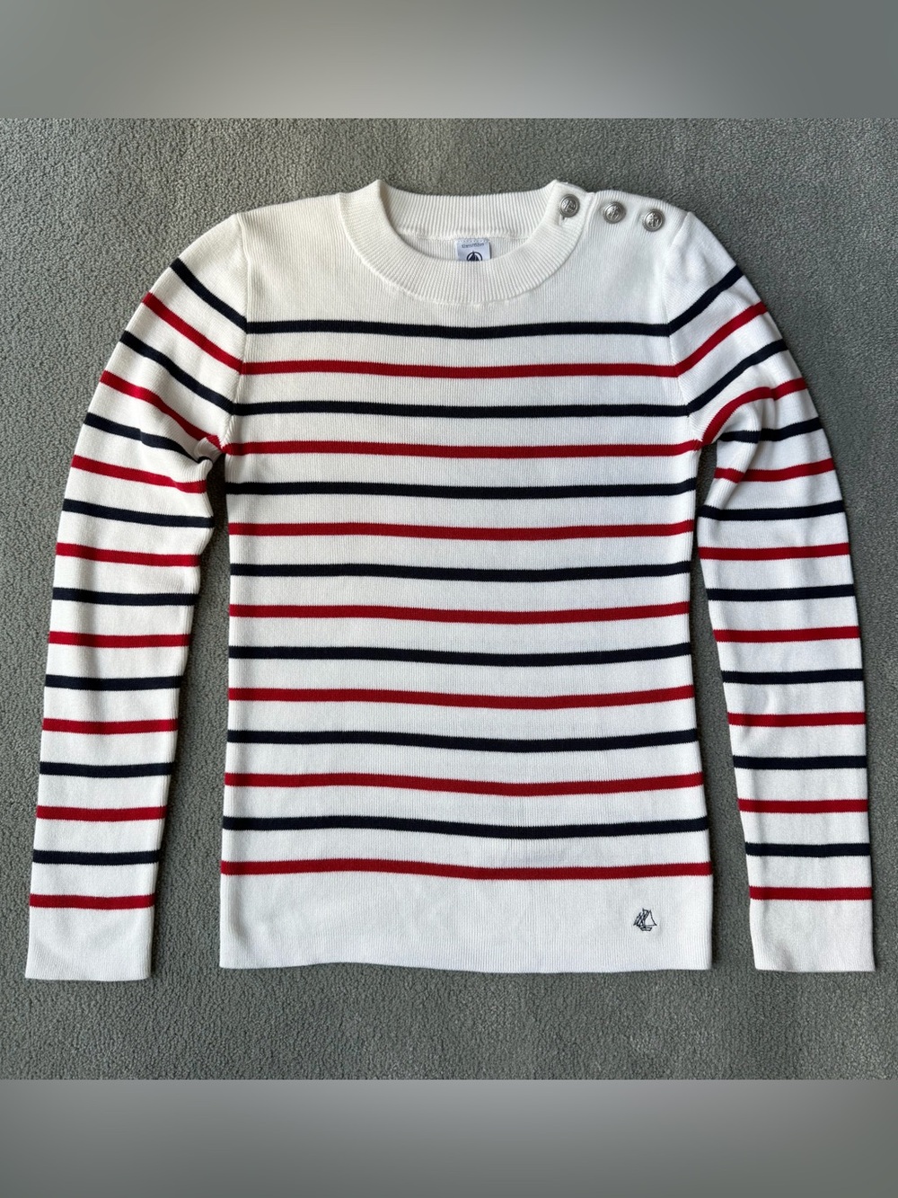 Petit Bateau Kids Classic Sailor Sweater With Shoulder Buttons